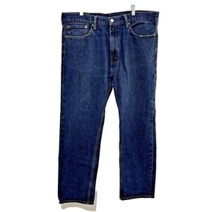 Levis 505 Regular Fit Dark Indigo Blue Jeans Mens 38x30 Straight Leg Denim